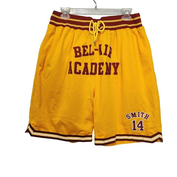 Bel-Air Academy Basketball Shorts Yellow & Red Size M Athletic Mesh Sports Appar - Picture 1 of 12
